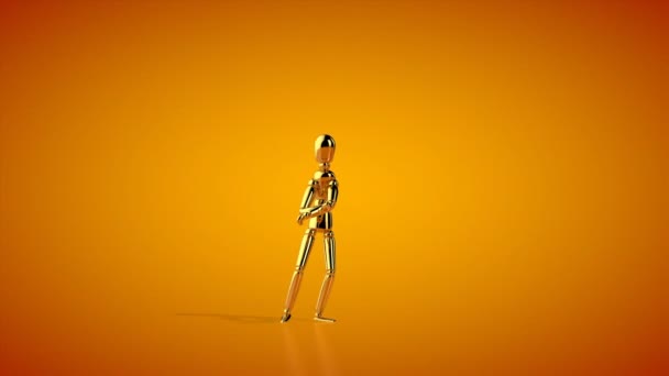 Funny Golden Mannequin Gangnam Style Dancing Seamless Loop Luma Matte — Video Stock