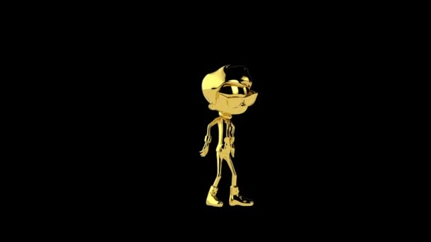 Golden Boy Doet Robot Dans Naadloze Lus Tegen Zwart — Stockvideo