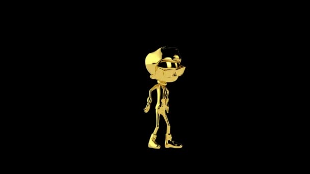 Golden Boy Doing Robot Dance Seamless Loop Black — Vídeo de stock