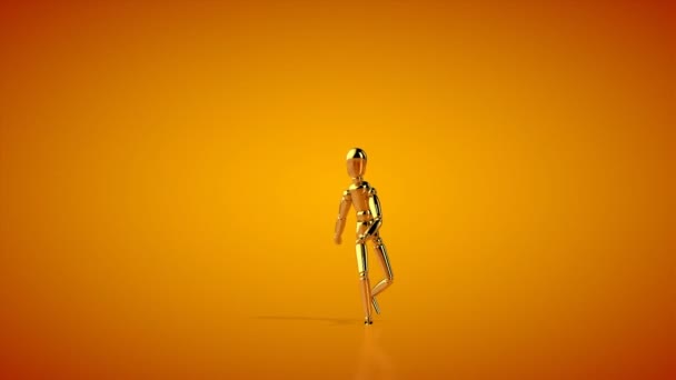 Funny Golden Mannequin Dancing Twist Seamless Loop Luma Matte Attached — Stockvideo