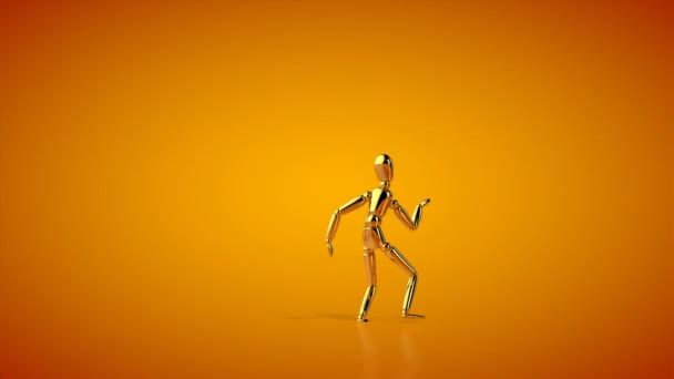 Funny Golden Mannequin Dancing Salsa Seamless Loop Luma Matte Attached — Stockvideo