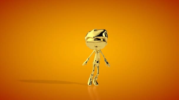 Golden Boy Dancing Hip Hop Seamless Loop Orange Studio Luma — Stock video