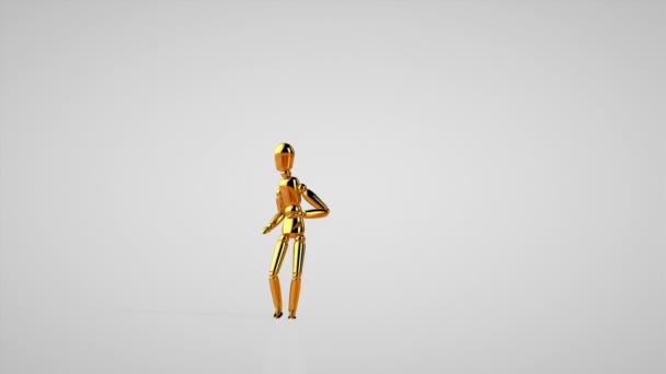 Смішний Золотий Чоловічий Хіп Хоп Танці Безшовна Петля Біла Студія — стокове відео