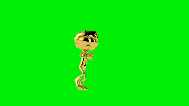 Golden Boy Robot Dance Seamless Loop Green Screen — Stock Video