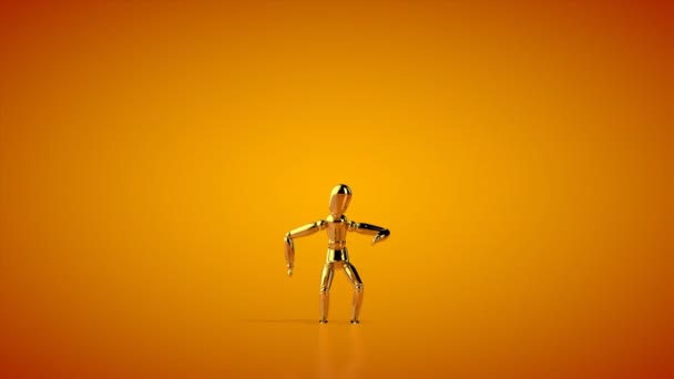 Manequim Ouro Engraçado Fazendo Dança Frango Loop Sem Costura Luma — Vídeo de Stock