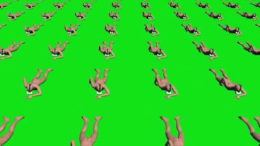 A group of zombie like people crawling into the metaverse, loop, Chromakey Green Screen
