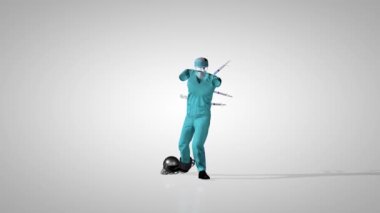 Hollow doctor being forced to accept unfair policies of a health system, front loop