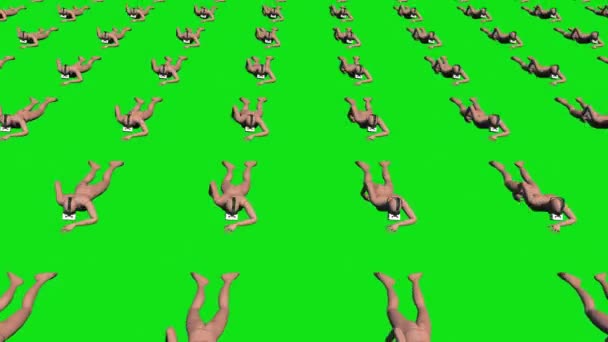 Group Zombie People Crawling Metaverse Loop Chromakey Green Screen — Video Stock