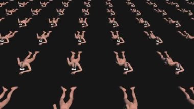 A group of zombie like people crawling into the metaverse, loop, against black
