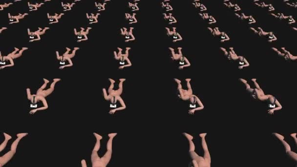 Group Zombie People Crawling Metaverse Loop Black — Video Stock