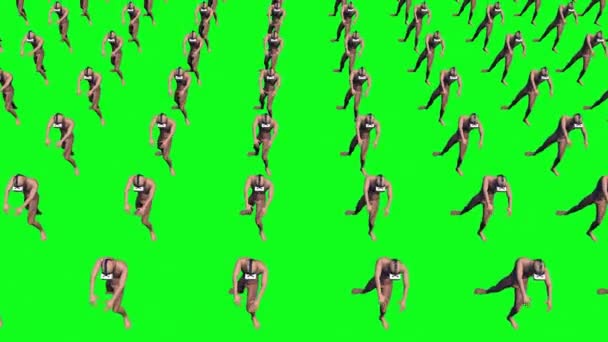 Large Group Zombie People Living Metaverse Green Screen Chromakey — Video Stock