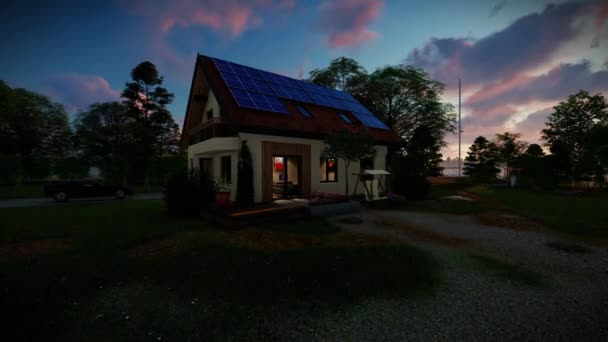 Green House Solar Panels Beautiful Timelapse Sunrise Tilt — ストック動画