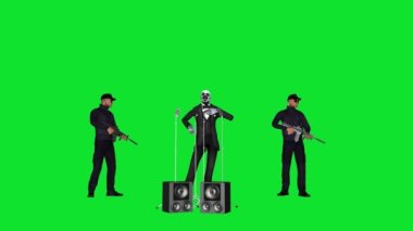 Corrupt Clown Politician Guarded By Armed Forces Doing A Speech, Seamless Loop, Chromakey