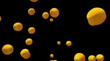 Fresh oranges flying in slow motion, Luma Matte attached