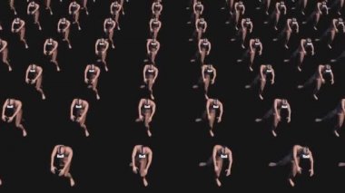 A large group of zombie like people living in the metaverse, Alpha Channel