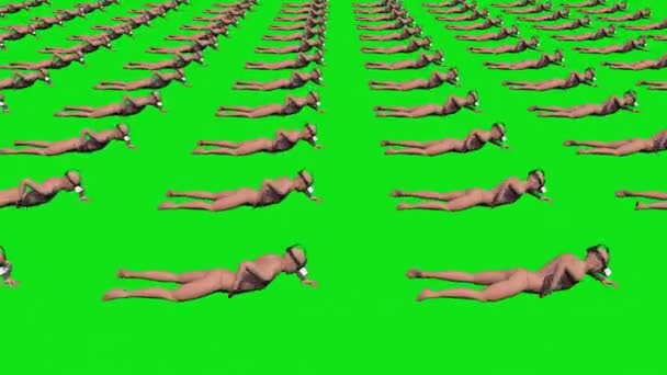 Group Zombie People Crawling Metaverse Chromakey Green Screen — Video Stock