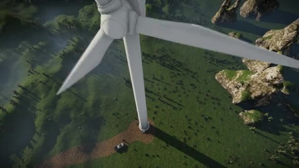 Drone Flight Maintenance Workers Top Wind Turbine – stockvideo
