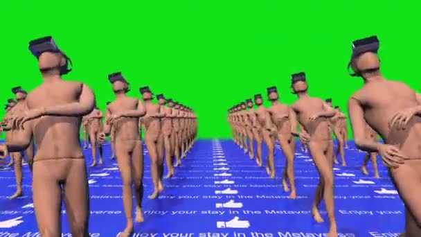 Egy Csoport Zombi Mint Emberek Élnek Metaverzumban Chromakey Green Screen — Stock videók