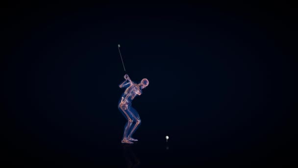 Human Ray Body Skeleton Golf Hit — Stock Video