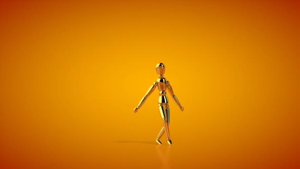Кумедний Золотий Манекен Танцює Хіп Хоп Безшовну Петлю Лума Матте — стокове відео