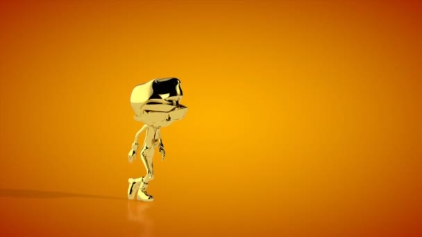 Золотий Хлопчик Танцює Твіст Безшовною Петлею Оранжева Студія Лума Матте — стокове відео