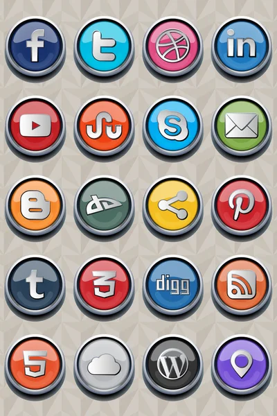 20 icono clásico social v2.0 — Archivo Imágenes Vectoriales
