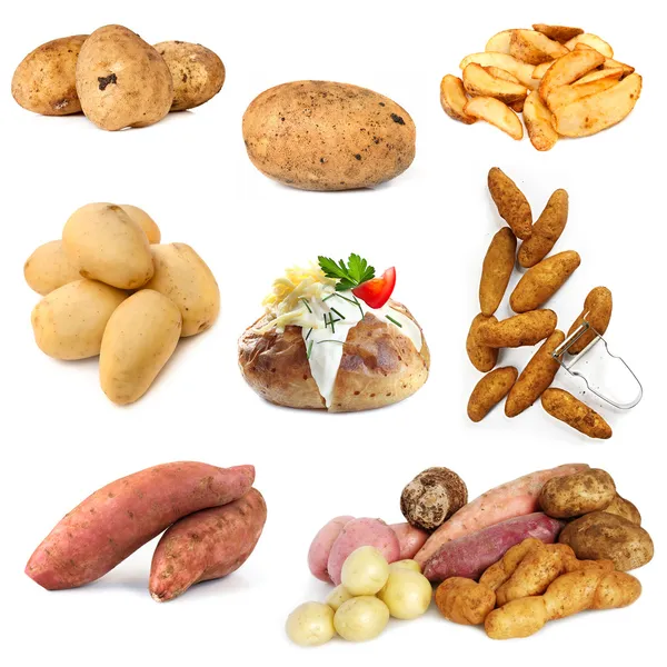 Collection of Potato Images Isolated on White — Stock Photo, Image