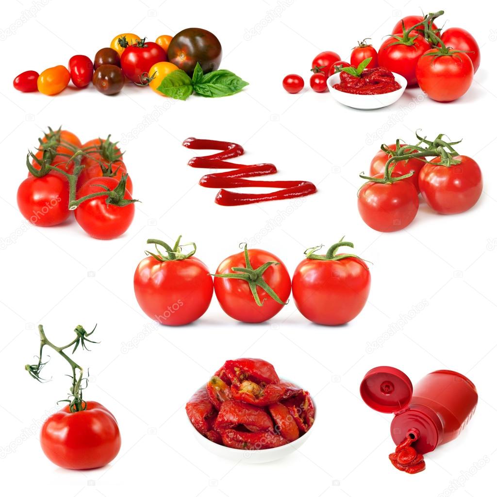 Tomatoes Collection Isolated on White