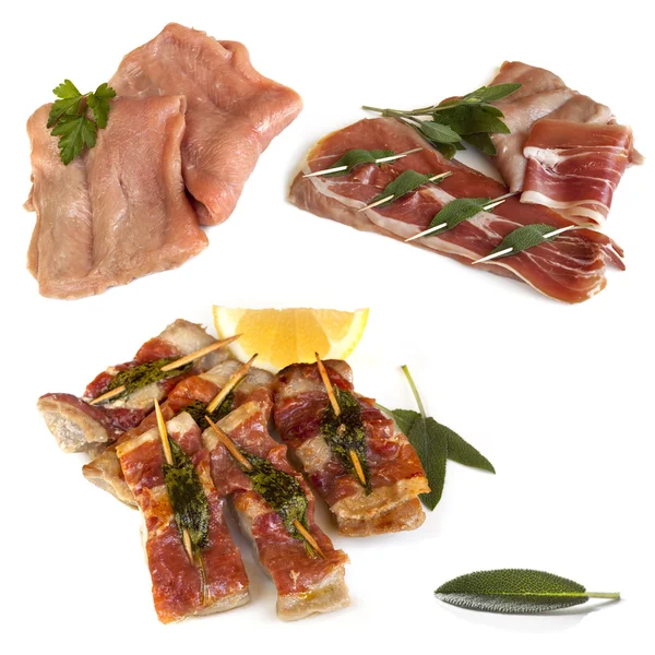 Preparación de la ternera Saltimbocca — Foto de Stock