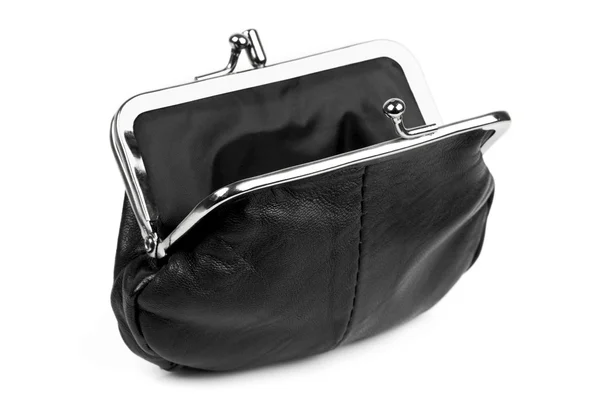 Open Black Change Purse Isolated — Stock Photo, Image