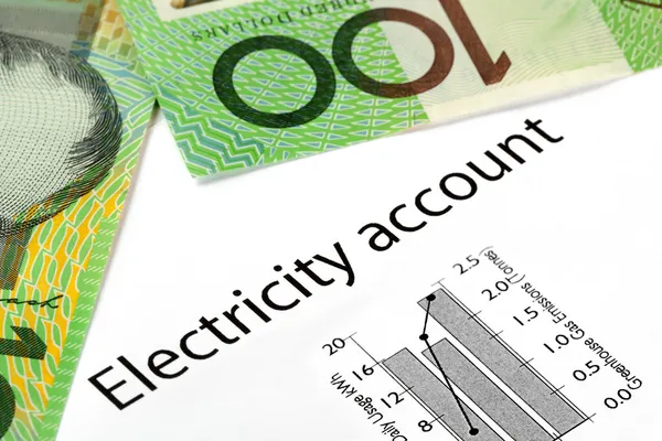 Konto energii elektrycznej z Australii pieniądze — Zdjęcie stockowe