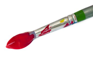 izole kırmızı boya, fırça daldırma