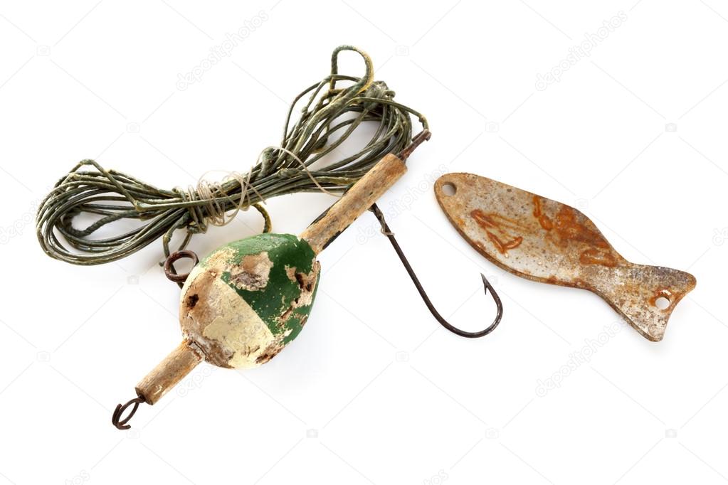 Vintage Fishing Line and Rusted Hook — Stock Photo © robynmac