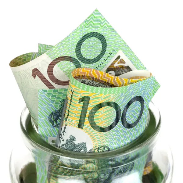 Australisches Geld im Glas — Stockfoto