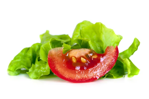 Tomato and Curly Lettuce Isolated — Stock Photo, Image