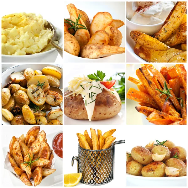 Raccolta di piatti di patate — Foto Stock