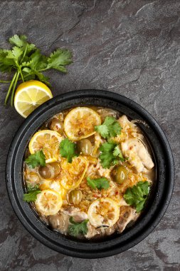 Chicken Casserole with Lemon Olives and Cilantro clipart