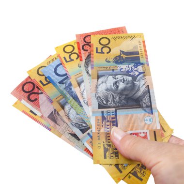 Handful of Australian Money Isolated clipart