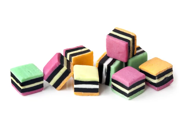 Liquorice Allsorts Isolated on White — Stock Photo, Image