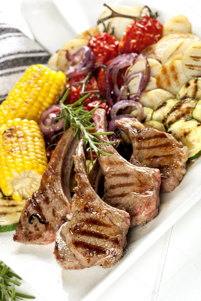Barbecued Lamb and Grilled Vegetables