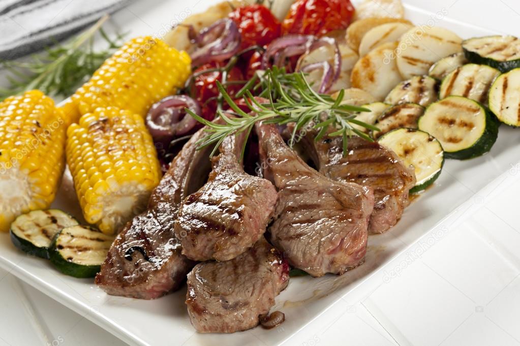 Barbecued Lamb and Grilled Vegetables