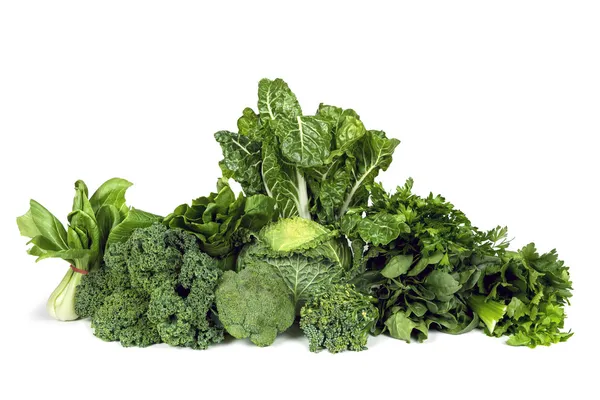 Leafy Green Vegetables Isolated — Stock Image Leafy Green Vegetables Isolated Royalty Free Stock Photos