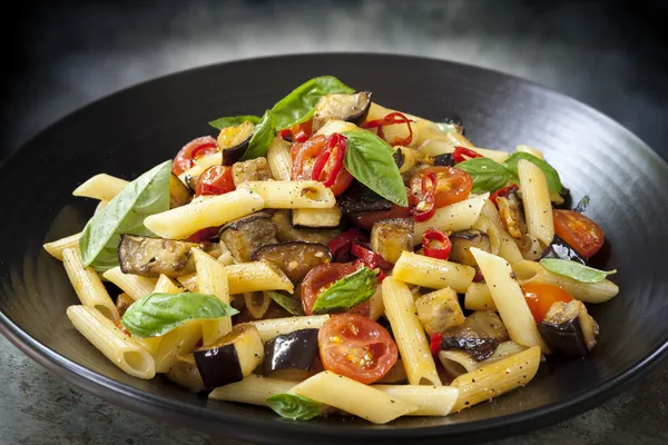 Eggplant Chilli and Tomato Pasta — Stock Photo, Image