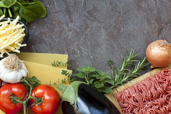 Lasanha Ingredientes Alimentos Contexto — Fotografia de Stock