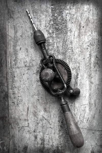 Vintage Hand Drill with Grunge Effects — Stock Photo, Image