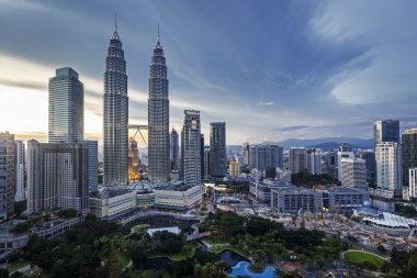 Petronas Towers Kuala Lumpur Skyline at Dusk clipart