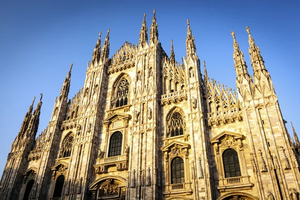 Milano Katedrali'ne gün batımında — Stok fotoğraf