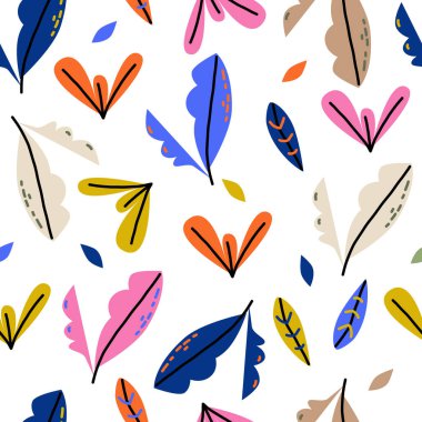 Soyut tropikal yaprakları olan yaratıcı, kusursuz bir desen. Renkli bahar ya da yaz arkaplanı. Modaya uygun botanik mayo tasarımı. Tekstil için moda baskısı.
