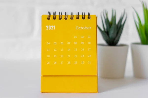 Calendario Con Fogli Staccabili Ottobre 2021 Ciao Ottobre Close — Foto Stock