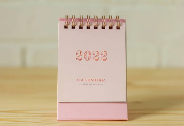 Kalendarz Nowy Rok 2022 Kalendarz Pulpitu Jasnym Tle — Zdjęcie stockowe